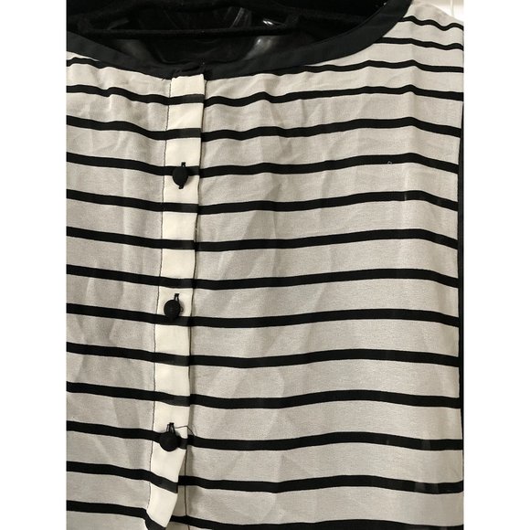 American eagle large black and cream round neck back button chiffon blouse - Picture 6 of 6